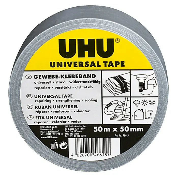 UHU Gewebe-Klebeband Universal - 50 m x 50 mm - Vorderansicht