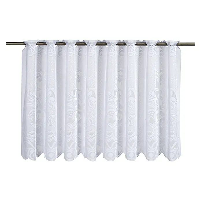 Elbersdrucke Cafehaus-Gardine - B x H: 160 x 60 cm, Weiß, Floral, 100 % Polyester - Vorderansicht