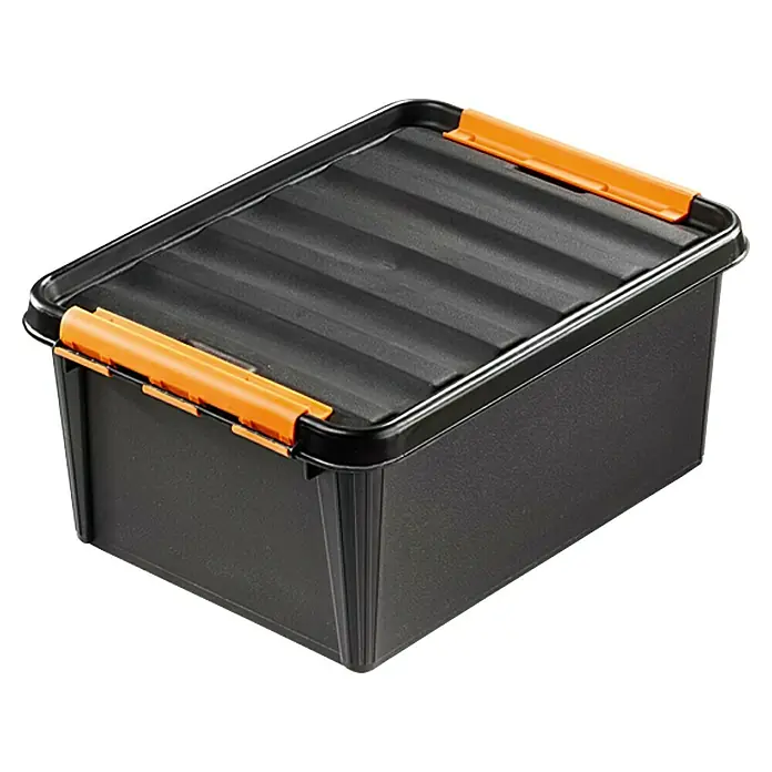 SmartStore Aufbewahrungsbox Robust - L x B x H: 40 x 30 x 19 cm, Kunststoff, Schwarz - Linke Seitenansicht