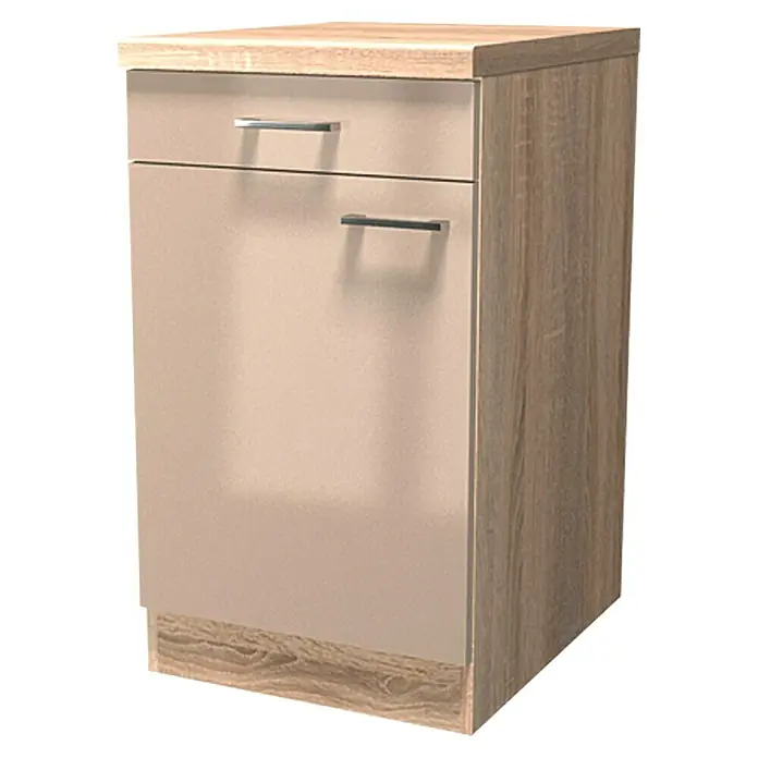 Flex-Well Palma Unterschrank - 57 x 50 x 86 cm, Dekor Front: Kaschmir Glanz, Dekor Korpus: Sonoma Eiche (außen)