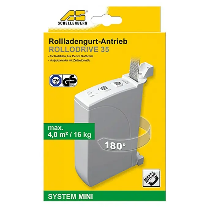Schellenberg Rollladen-Gurtwickler Rollo Drive 35 - B x H: 39 x 166 mm, Gurtbreite: 14 mm, Zugkraft: 12 kg - Vorderansicht