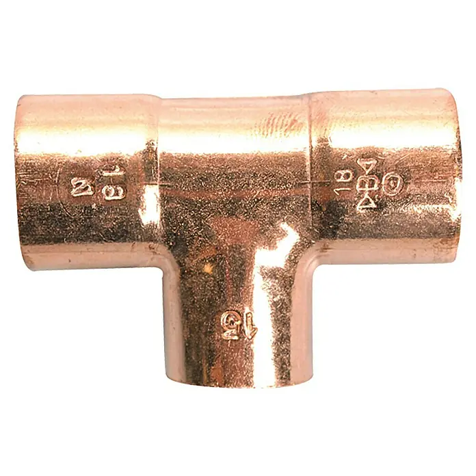 Kupfer-Reduzier-T-Stück 5130 - Durchmesser: 18 x 15 x 18 mm - Vorderansicht
