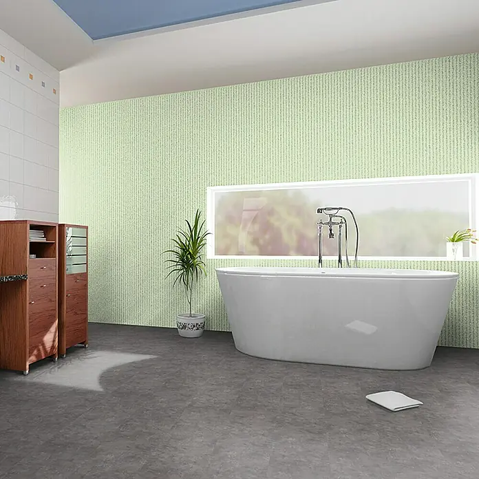 b!design Suelo de vinilo Tile Leon gris claro - 605 x 304,8 x 5 mm, Efecto de baldosa - Foto ambiente