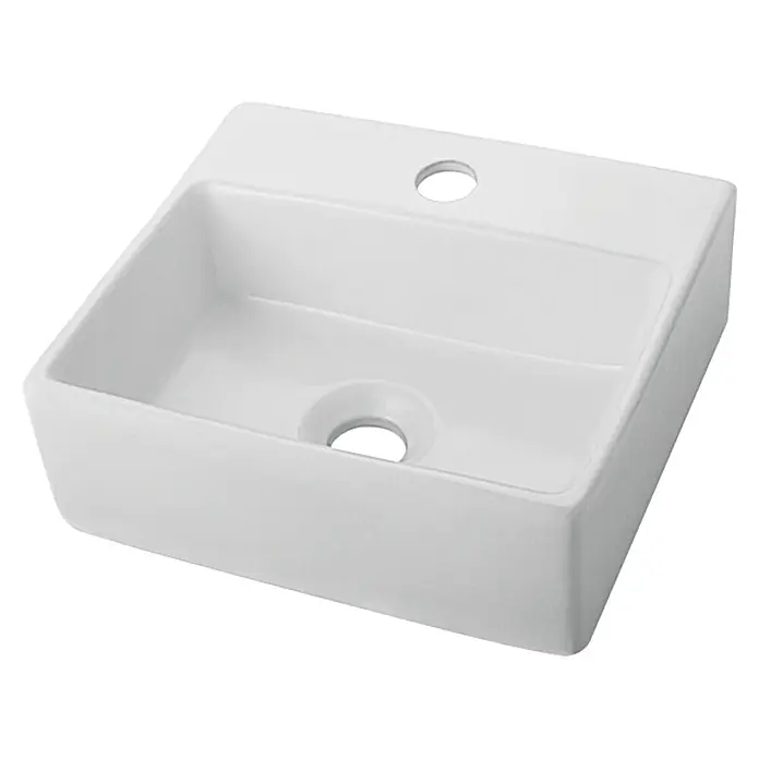 Camargue Nadgradni umivaonik El Hierro - Š x D: 33,5 x 29,5 cm, Bez posebne glazure, Rupa za slavinu: Sredina, S preljevom, Bijela boja