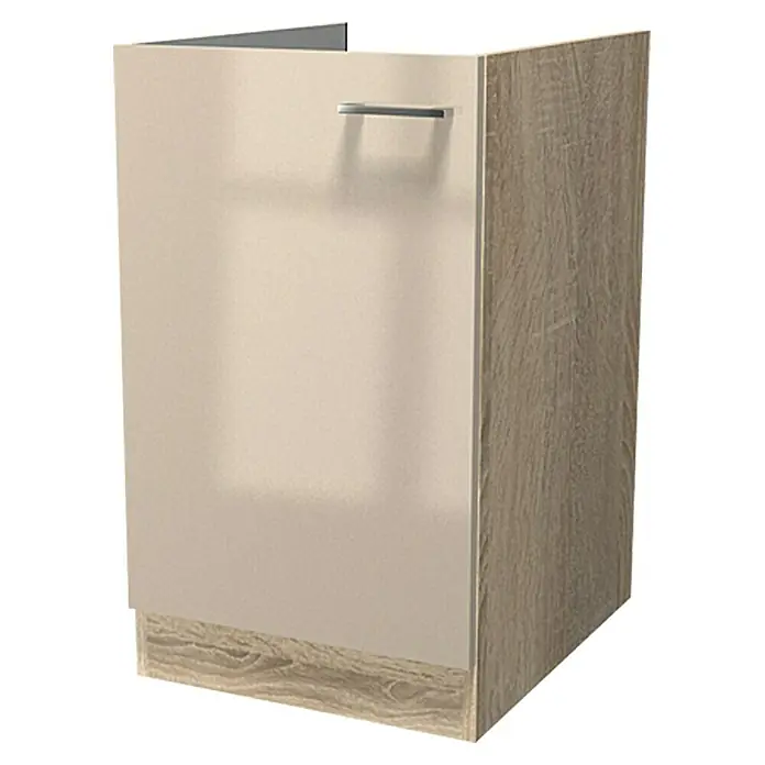 Flex-Well Palma Spülenunterschrank - 57 x 50 x 82,2 cm, Dekor Front: Kaschmir Glanz, Dekor Korpus: Sonoma Eiche (außen)