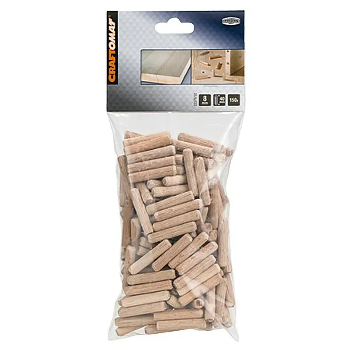 Craftomat Holzdübel - Ø x L: 8 x 40 mm, 150 Stk., Passend für: Bohrer 8 mm - Vorderansicht