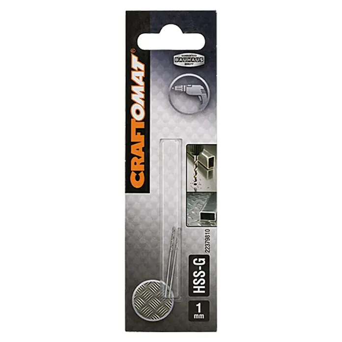 Craftomat Svrdlo za metal HSS-G - Promjer: 1 mm, Duljina: 34 mm - Pogled sprijeda