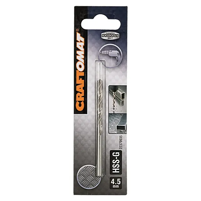 Craftomat Svrdlo za metal HSS-G - Promjer: 4,5 mm, Duljina: 80 mm - Pogled sprijeda