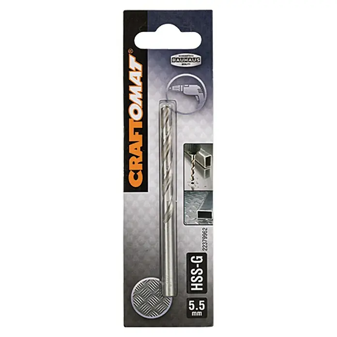 Craftomat Svrdlo za metal HSS-G - Promjer: 5,5 mm, Duljina: 93 mm - Pogled sprijeda