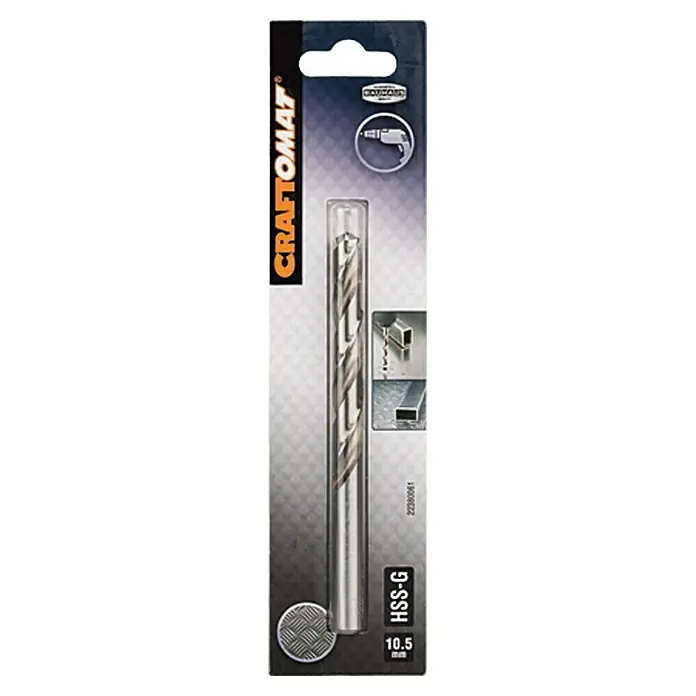 Craftomat Svrdlo za metal HSS-G - Promjer: 10,5 mm, Duljina: 133 mm - Pogled sprijeda