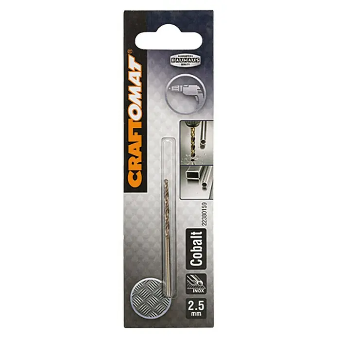 Craftomat Svrdlo za metal HSS-Co - Promjer: 2,5 mm, Duljina: 57 mm - Pogled sprijeda