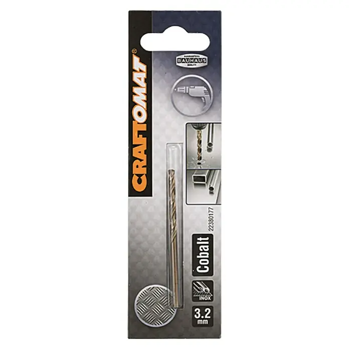 Craftomat Svrdlo za metal HSS-Co - Promjer: 3,2 mm, Duljina: 65 mm - Pogled sprijeda
