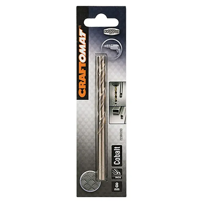 Craftomat Svrdlo za metal HSS-Co - Promjer: 8 mm, Duljina: 117 mm - Pogled sprijeda