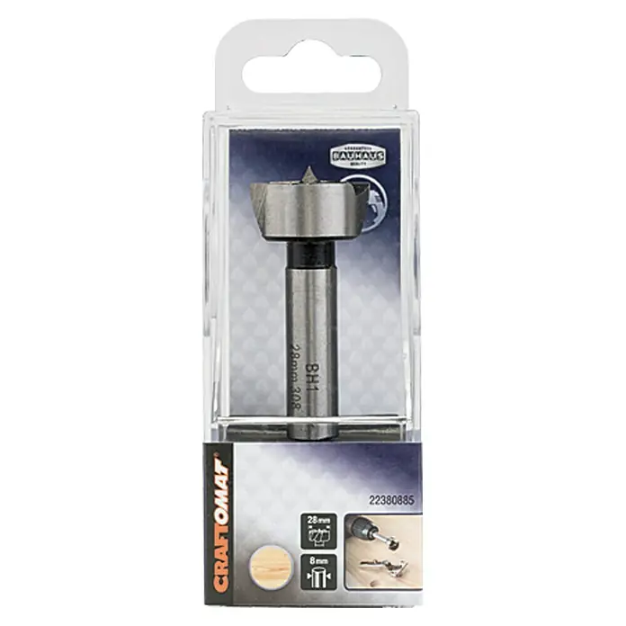 Craftomat Forstner svrdlo - Promjer: 28 mm, Promjer brtve: 8 mm - Pogled sprijeda