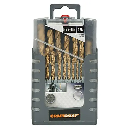 Craftomat  Komplet svrdla za metal HSS-TiN Gripbox
