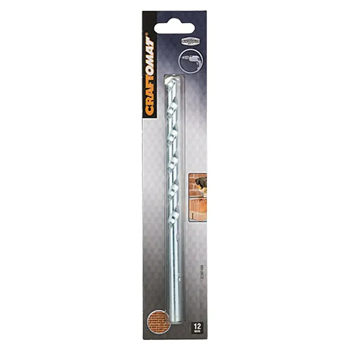 Craftomat Svrdlo za kamen - Promjer: 12 mm, Duljina: 200 mm, Radna duljina: 150 mm - Pogled sprijeda