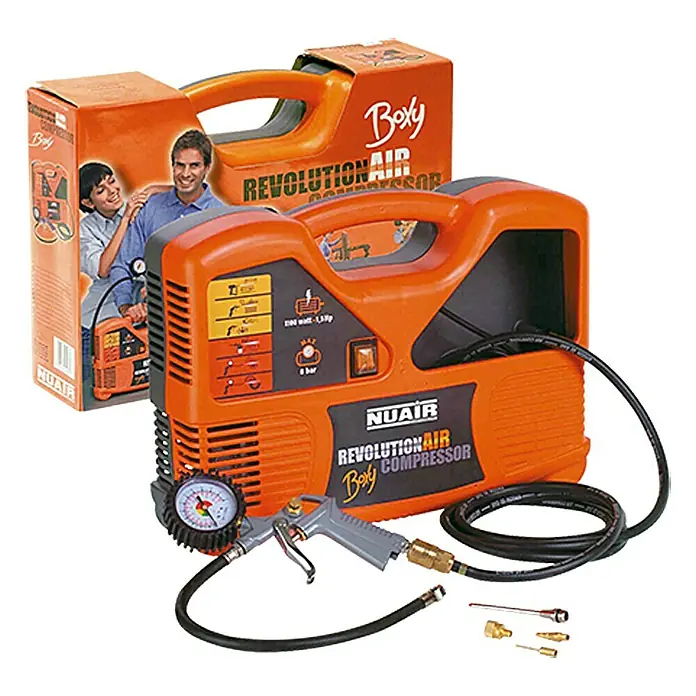 Compressor Revolution Air Boxy - Vulprestaties: 120 l/min, 8 bar