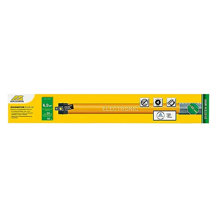 Schellenberg Rohrmotor Mini Plus 10 - Max. Rollladenfläche: 6 m² bei Kunststoffrollläden, Einbaulänge: 570 mm, Zugkraft: 25 kg