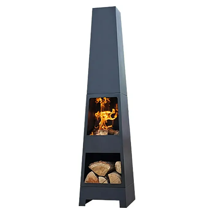 Buschbeck Chimenea para jardín Malmö - 36 x 36 x 150 cm, Acero, Recubrimiento en polvo - Foto ambiente