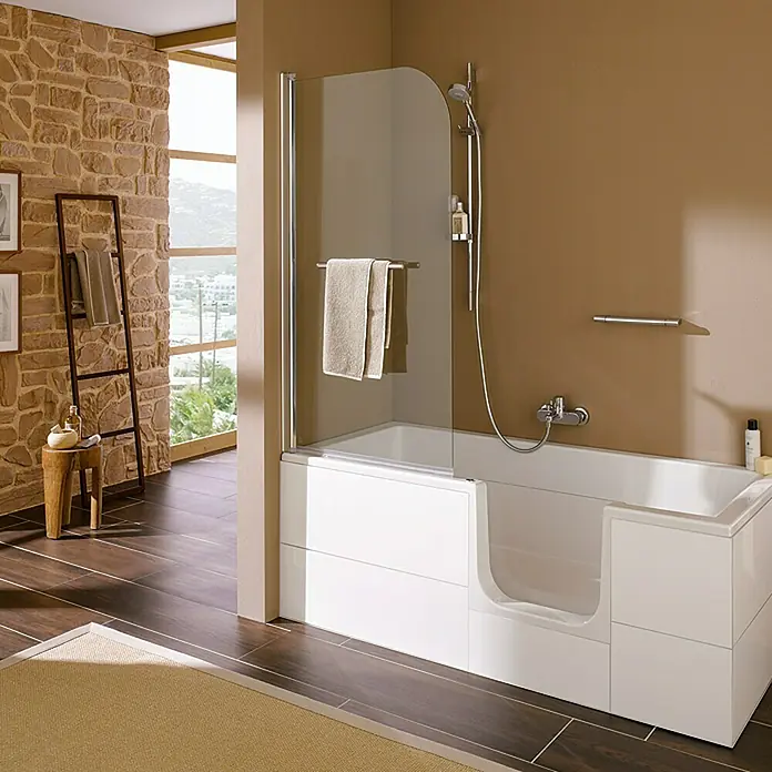 Camargue Badewanne Open-The-Door - Linksseitig, L x B: 180 x 80 cm, Mit Glastür
