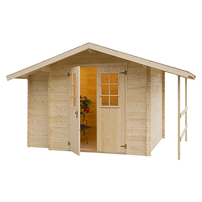 Caseta de madera Oslo 2 - Madera, Área: 4,4 m², Espesor de pared: 28 mm - Vista frontal