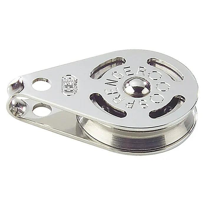 Sprenger High-Load-Block - 38 x 8 mm, 1 Rolle, Mit Bügel, Kugellager, Edelstahl - Linke Seitenansicht