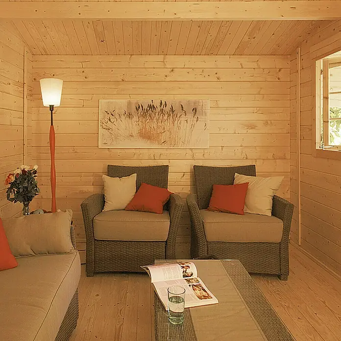 Caseta de madera Östersund - Madera, Área: 10,6 m², Espesor de pared: 28 mm - Foto ambiente