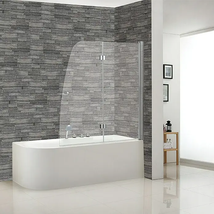 Mampara para bañera Klar - 2 piezas, 125 x 140 cm, Revestimiento Wonderclean, Claro