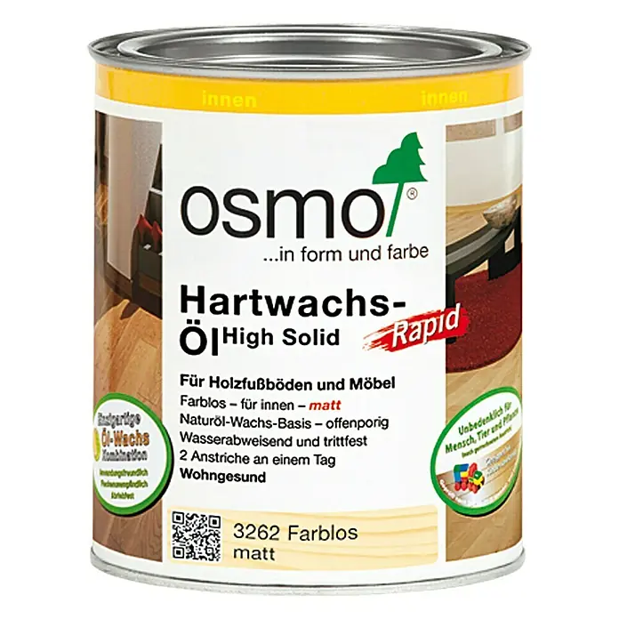 Osmo High Solid Hartwachsöl Rapid 3262 - Farblos, 750 ml, Matt - Vorderansicht