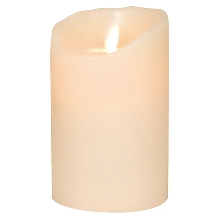 Vela de cera con Led - Ø x L: 8 cm x 12,5 mm, Marfil - Vista frontal