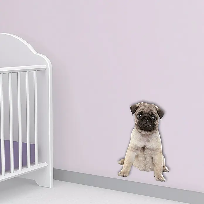 Wanddeko Mops - Beige/Schwarz, 30 x 42 cm - Vorderansicht