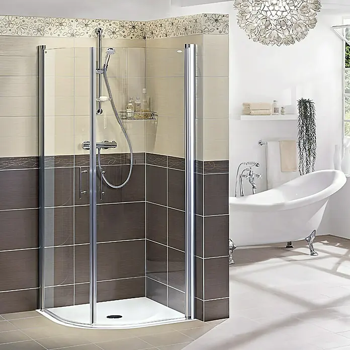 Camargue Vario Polukružna tuš kabina S10 - 90 x 90 x 195 cm, Premazano, Debljina: 6 mm, Srebrne boje