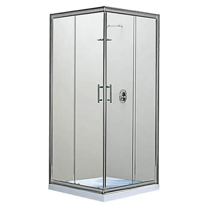 Corniche Eckdusche - L x B x H: 80 x 80 x 190 cm, Verchromt, Stärke: 5 mm, Chrom