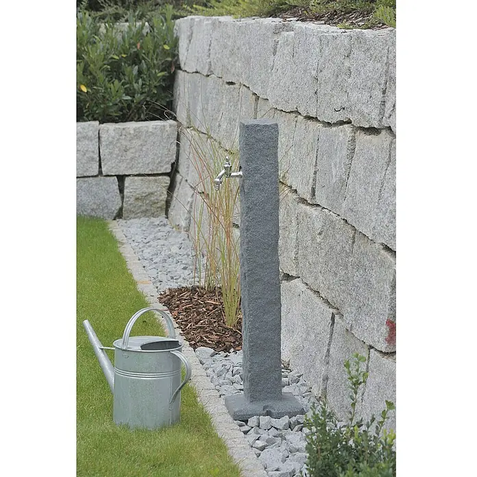 Wasserzapfstelle Natura - Black Granitfarben, Höhe: 98 cm - Linke Seitenansicht