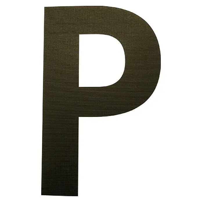 Folienzeichen - Buchstabe P, 10 cm, PVC, Schwarz - Ansicht von oben