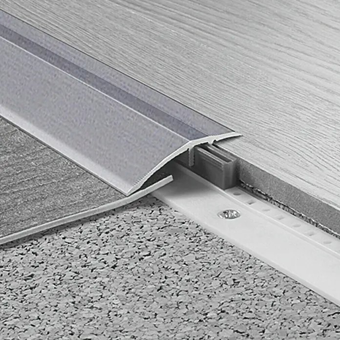 LOGOCLIC Prijelazna ukrasna lajsna - Mat plemeniti čelik, 2,7 m x 44 mm, Vrsta montaže: Uticanje - Detaljan prikaz