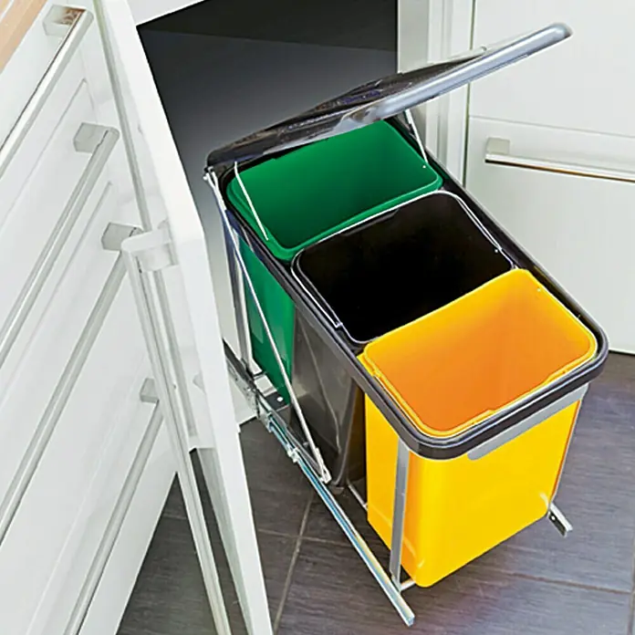Venus Ugradbena kanta za smeće - 3 x 8 l, Žuta--zelena-crna, Kutno, Plastika