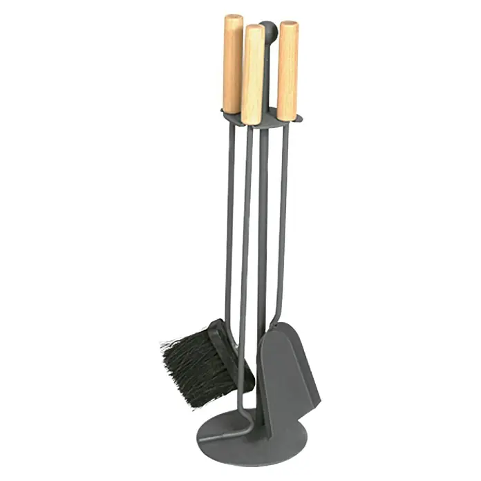 Lienbacher Juego de utensilios para chimenea - 3 piezas, Antracita, Altura: 64 cm