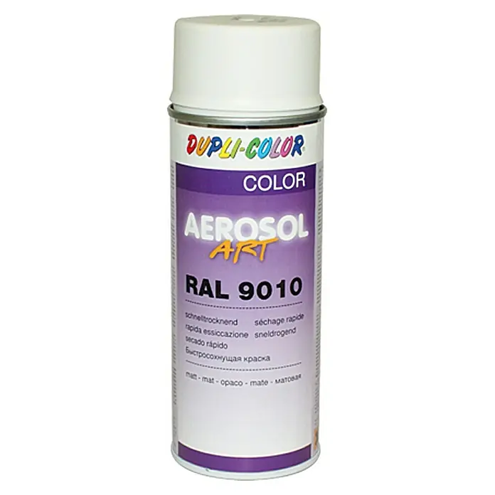 Dupli-Color Aerosol Art Sprayverf RAL 9010 Zuiver wit - Zuiver wit, 400 ml, Mat - Vooraanzicht