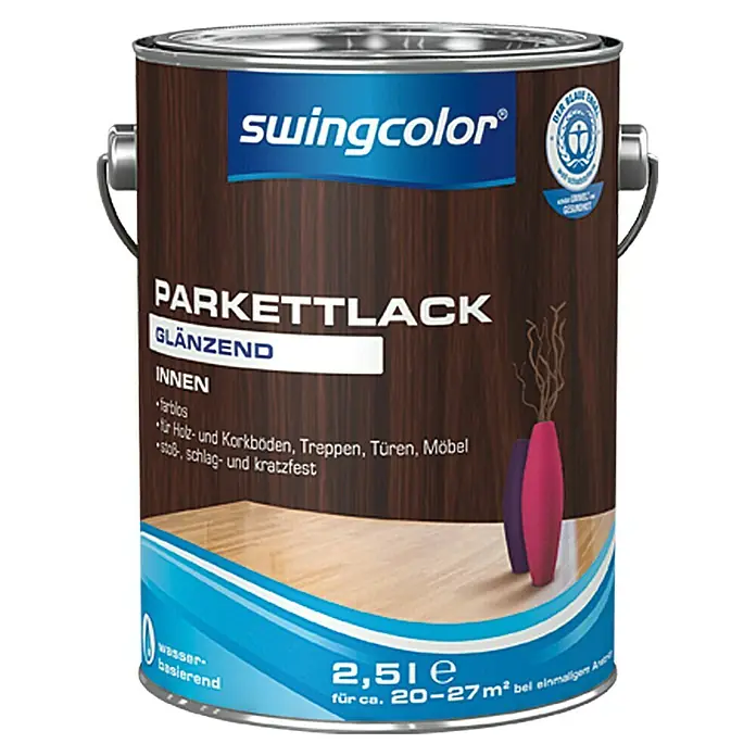 swingcolor Parkettlack - Farblos, Glänzend, 2,5 l, Wasserbasiert - Vorderansicht