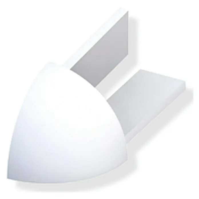 Viertelkreis-Außeneck - Acrylnitril-Butadien-Styrol (ABS), Brillantweiß, Höhe: 10 mm, 4 Stk. - Linke Seitenansicht