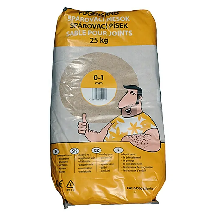 Fugensand - Natur, Körnung: 0 mm - 1 mm, 25 kg - Vorderansicht