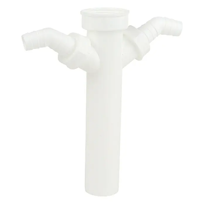 Verstellrohr - 1½″, DN 40, Länge: 20 cm, 2 x Geräteanschluss, Weiß - Vorderansicht