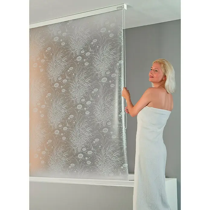 Eco-Dur Duschrollo deluxe - 134 x 240 cm, Schilf, Weiß - Stimmungsaufnahme