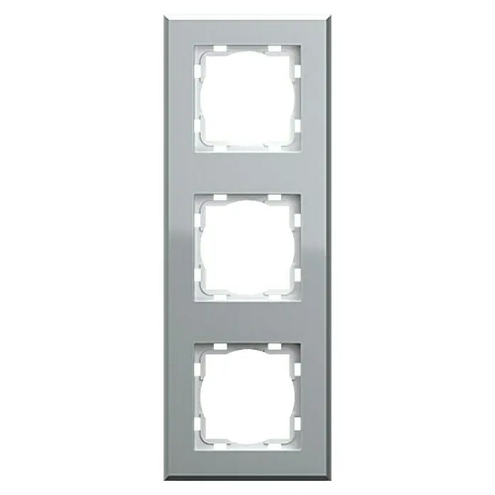 Voltomat ART Glas-Abdeckrahmen - Silber, 3-fach, Unterputz - Vorderansicht
