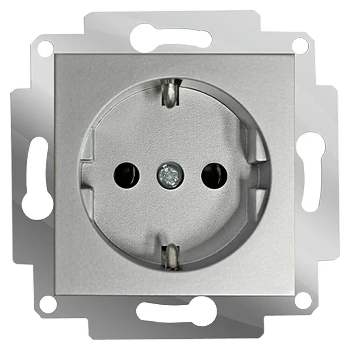 Voltomat ART Steckdose - Silber, 1-fach, Kunststoff, IP20 - Vorderansicht