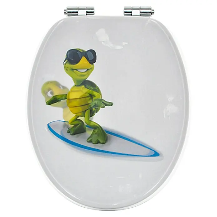 Poseidon WC-Sitz Surfing Turtle - Mit Absenkautomatik, MDF, Mehrfarbig
