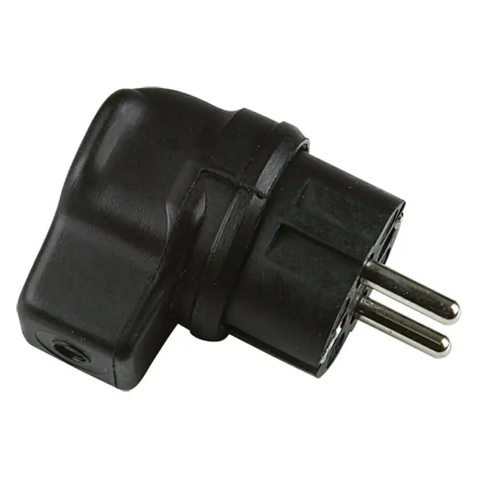 UniTEC Winkel-Schutzkontaktstecker - 250 V, 16 A, IP44, Schwarz, Kabelknickschutz - Ansicht von oben