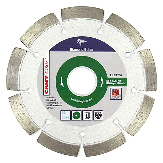 Craftomat Diamant-Trennscheibe - Beton, Durchmesser Scheibe: 125 mm - Vorderansicht