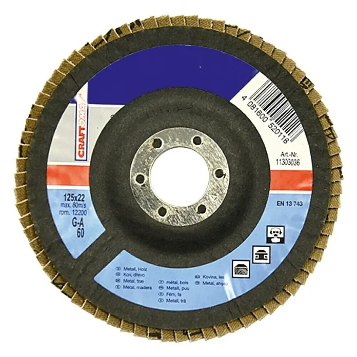 Craftomat Brusna ploča za metal i drvo - Promjer rezne ploče: 125 mm, Granulacija: 60 - Pogled sprijeda